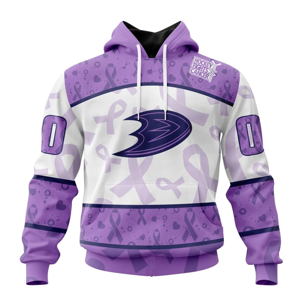 Hoodie NHL Anaheim Ducks Special Lavender Fight Cancer St2201 QTNHL080524A3113HD
