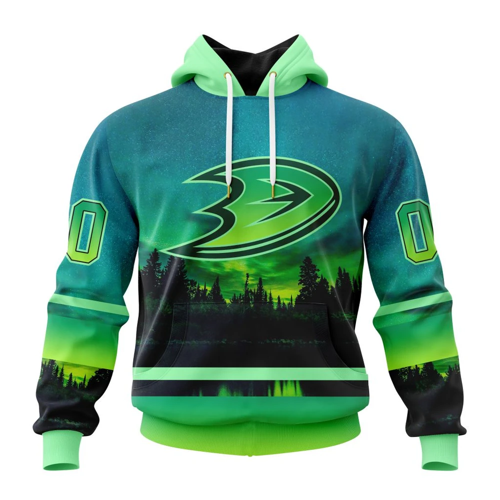 Hoodie NHL Anaheim Ducks Special Northern Lights Design St2302 QTNHL080524A1389HD