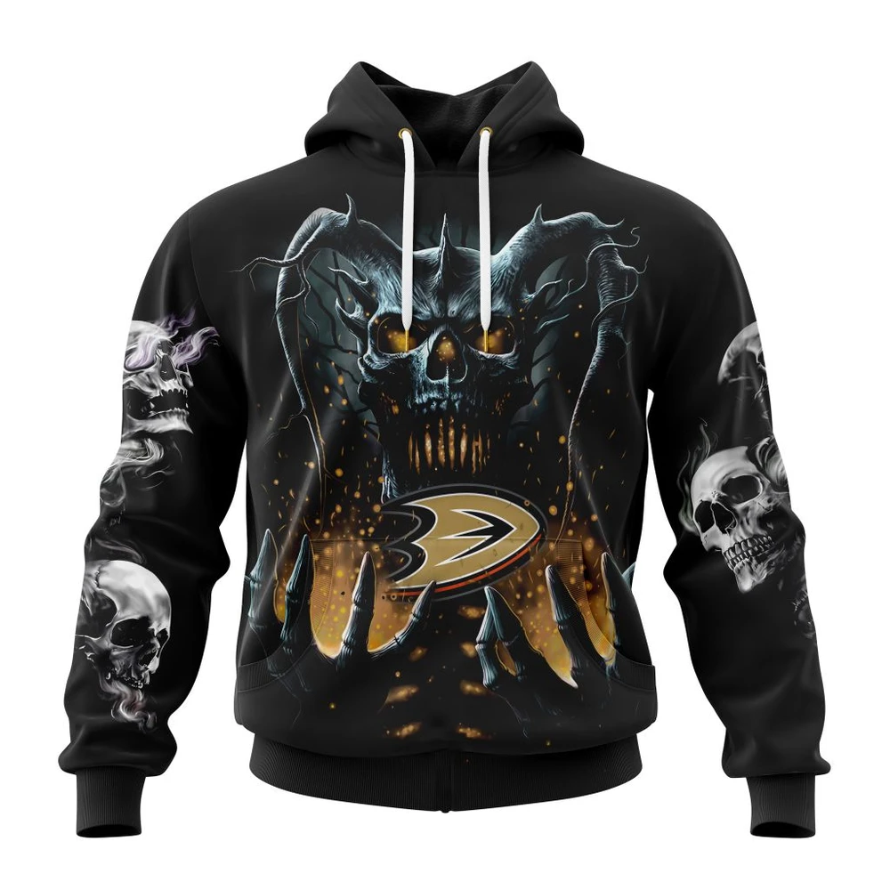 Hoodie NHL Anaheim Ducks Special Skull Art Design St2301 QTNHL080524A176HD
