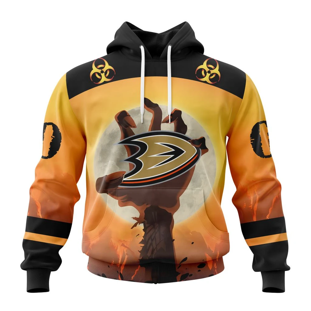 Hoodie NHL Anaheim Ducks Special Zombie Design For Halloween St2305 QTNHL080524A1952HD