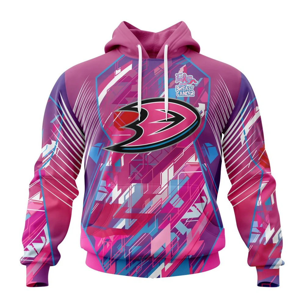 Hoodie NHL Anaheim Ducks, Specialized Design I Pink I Can! Fearless Again Breast Cancer QTNHL080524A3579HD