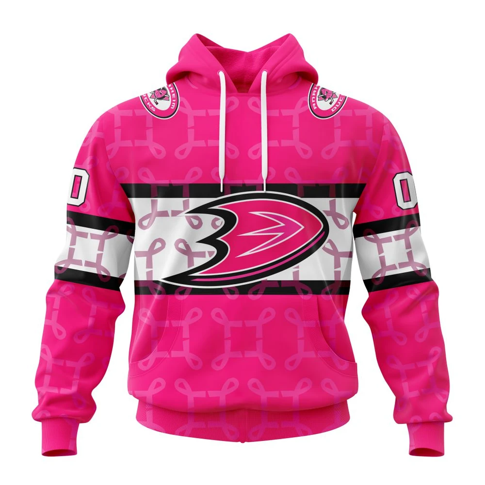 Hoodie NHL Anaheim Ducks, Specialized Design I Pink I Can! In October We Wear Pink Breast Cancer QTNHL080524A3631HD