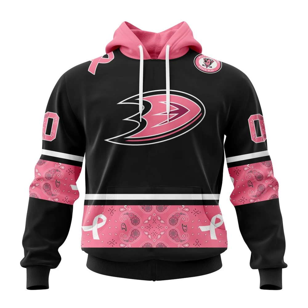 Hoodie NHL Anaheim Ducks, Specialized Design In Classic Style With Paisley! In October We Wear Pink Breast Cancer QTNHL080524A3604HD