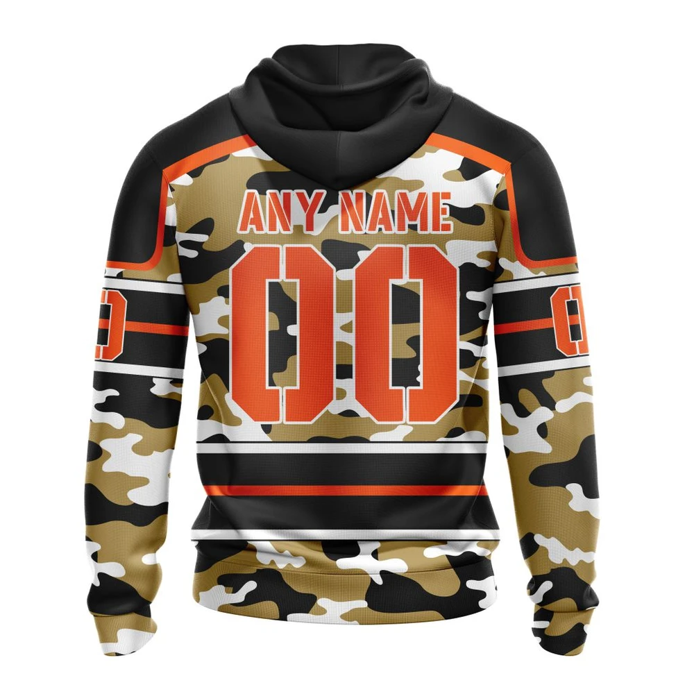 Hoodie NHL Anaheim Ducks, Specialized Design Wih Camo Team Color And Military Force Logo QTNHL080524A3549HD - Image 2