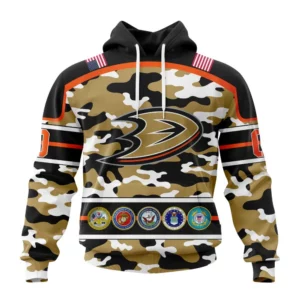 Hoodie NHL Anaheim Ducks, Specialized Design Wih Camo Team Color And Military Force Logo QTNHL080524A3549HD