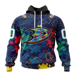 Hoodie NHL Anaheim Ducks, Specialized Fearless Aganst Autism QTNHL080524A2641HD