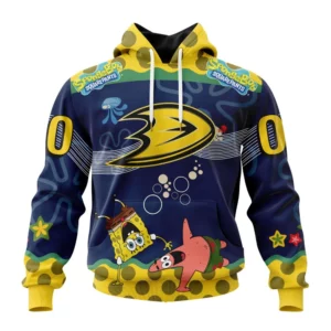 Hoodie NHL Anaheim Ducks, Specialized Jersey With Spongebob QTNHL080524A3335HD