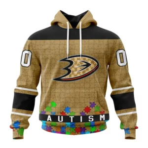 Hoodie NHL Anaheim Ducks, Specialized Unisex Kits Hockey Fights Against Autism QTNHL080524A2673HD
