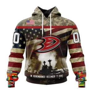 Hoodie NHL Anaheim Ducks, Specialized Unisex Kits Remember Pearl Harbor QTNHL080524A2995HD