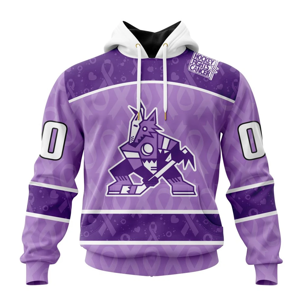 Hoodie NHL Arizona Coyotes New Lavender Hockey Fight Cancer St2301 QTNHL080524A1498HD