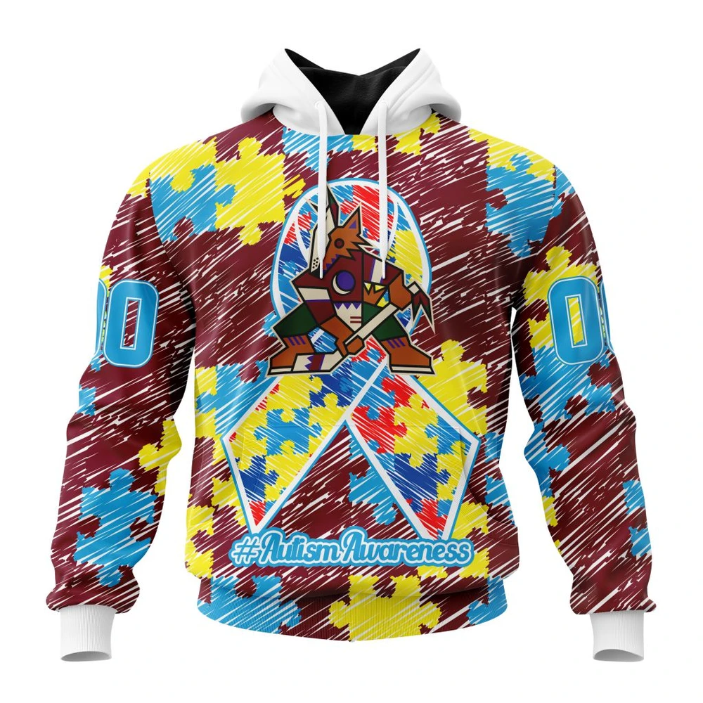 Hoodie NHL Arizona Coyotes Special Autism Awareness Design St2201 QTNHL080524A2490HD