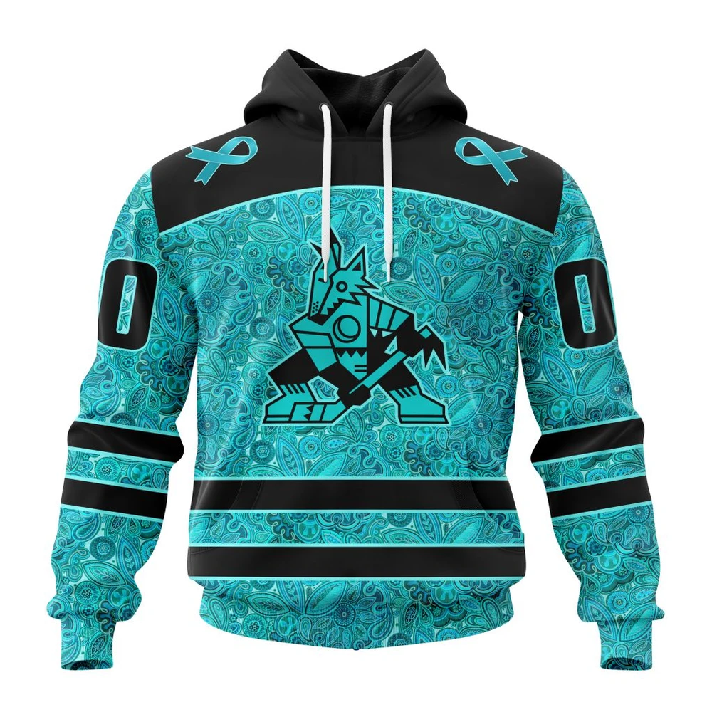 Hoodie NHL Arizona Coyotes Special Design Fight Ovarian Cancer St2201 QTNHL080524A2434HD