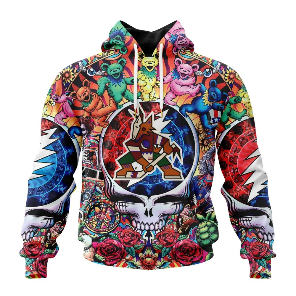 Hoodie NHL Arizona Coyotes Special Grateful Dead Design St2304 QTNHL080524A1898HD