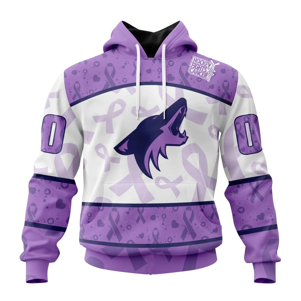 Hoodie NHL Arizona Coyotes Special Lavender Fight Cancer St2201 QTNHL080524A3114HD
