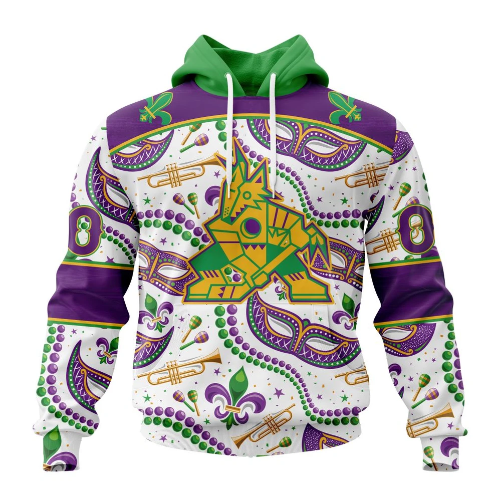 Hoodie NHL Arizona Coyotes Special Mardi Gras Design St2401 QTNHL080524A754HD