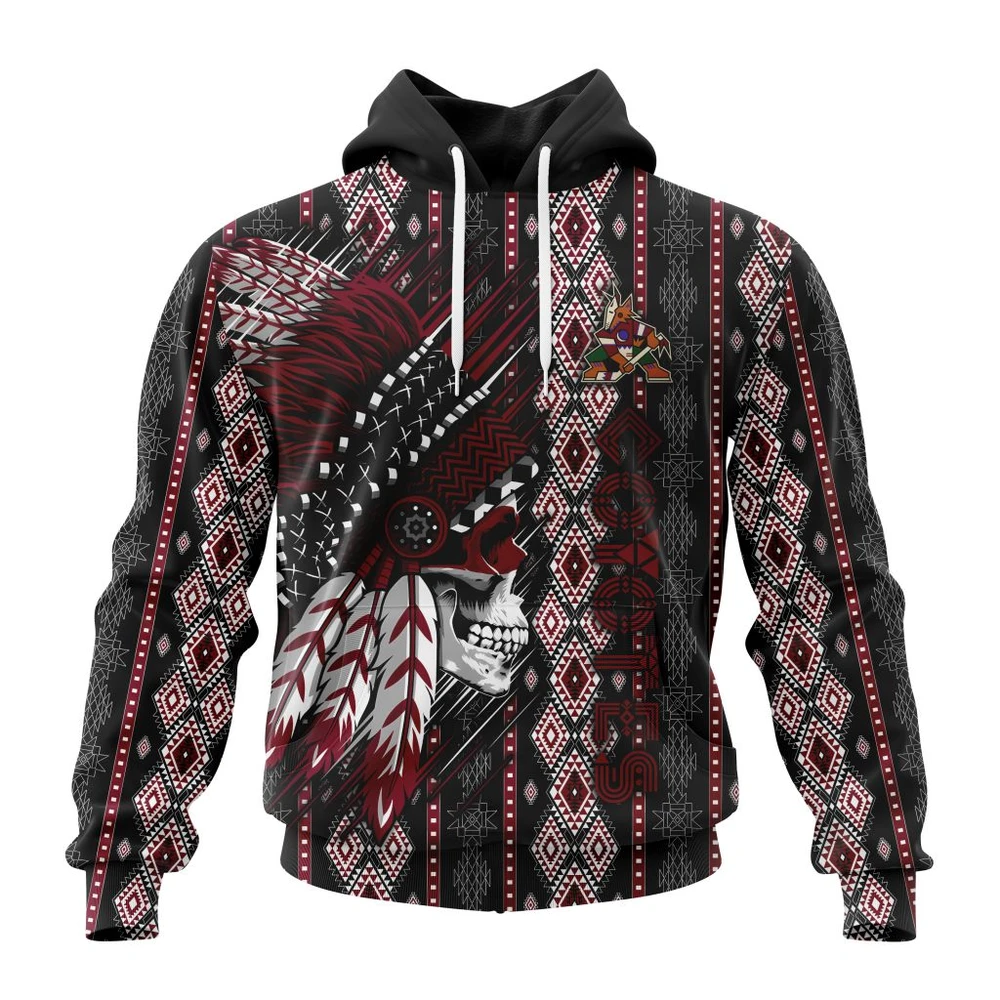 Hoodie NHL Arizona Coyotes Special Skull Native Design St2301 QTNHL080524A2128HD