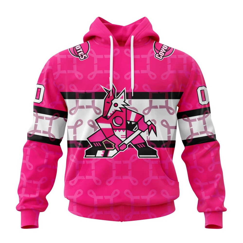 Hoodie NHL Arizona Coyotes, Specialized Design I Pink I Can! In October We Wear Pink Breast Cancer QTNHL080524A3632HD