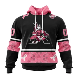 Hoodie NHL Arizona Coyotes, Specialized Design In Classic Style With Paisley! In October We Wear Pink Breast Cancer QTNHL080524A3605HD