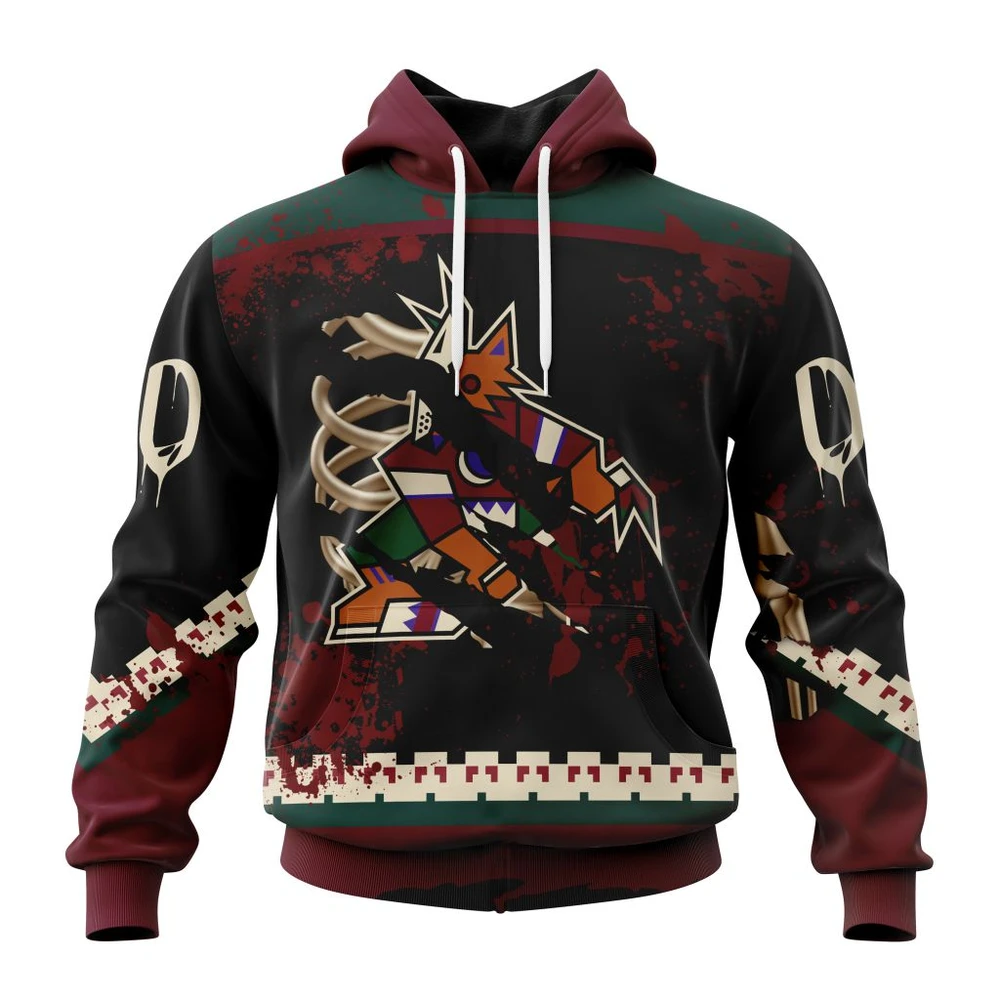 Hoodie NHL Arizona Coyotes, Specialized Design Jersey With Your Ribs For Halloween QTNHL080524A3518HD