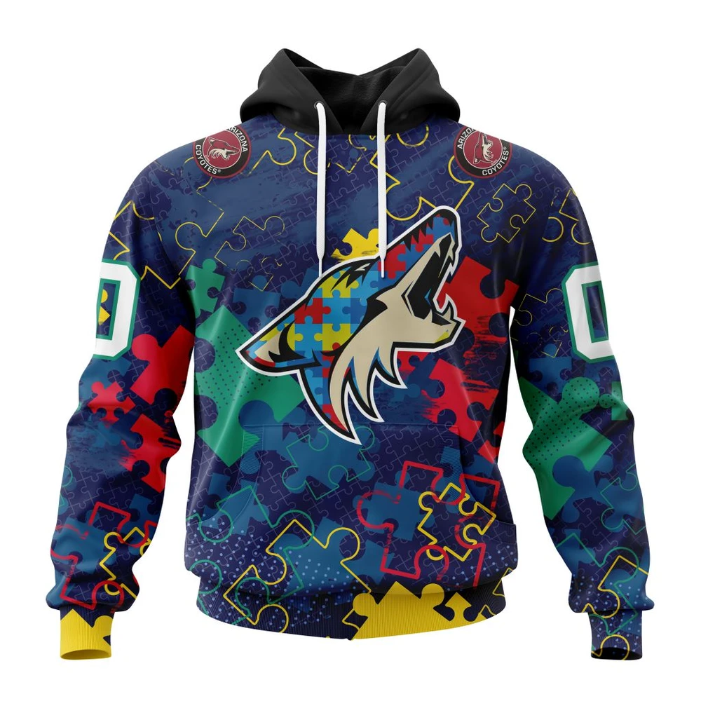 Hoodie NHL Arizona Coyotes, Specialized Fearless Aganst Autism QTNHL080524A2642HD