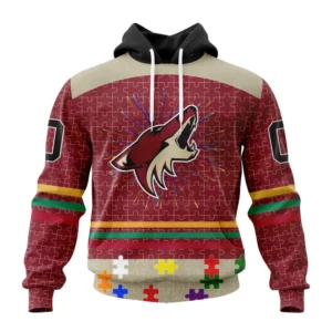 Hoodie NHL Arizona Coyotes, Specialized Fearless Aganst Autism V0122 QTNHL080524A2536HD
