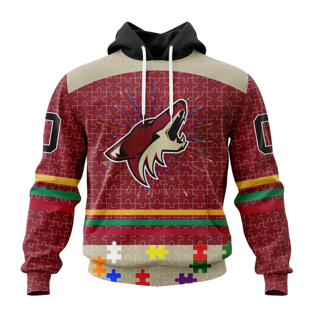 Hoodie NHL Arizona Coyotes, Specialized Fearless Aganst Autism V0122 QTNHL080524A2536HD