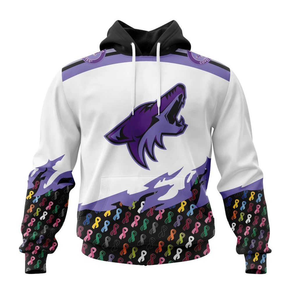 Hoodie NHL Arizona Coyotes, Specialized Kits In October We Stand Together We Can Beat Cancer QTNHL080524A3429HD