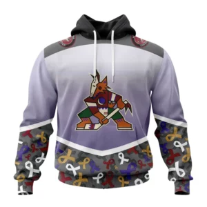 Hoodie NHL Arizona Coyotes, Specialized Sport Fights Again All Cancer V0122 QTNHL080524A3373HD