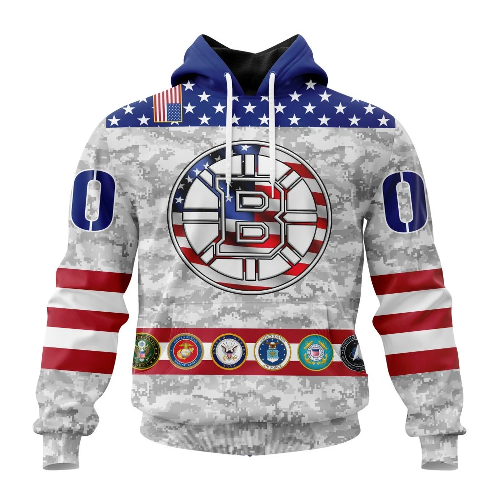 Hoodie NHL Boston Bruins Armed Forces Appreciation St2201 QTNHL080524A2777HD