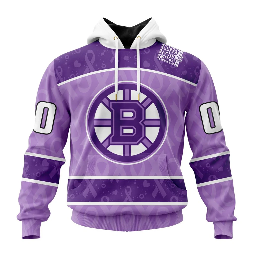 Hoodie NHL Boston Bruins New Lavender Hockey Fight Cancer St2301 QTNHL080524A1496HD
