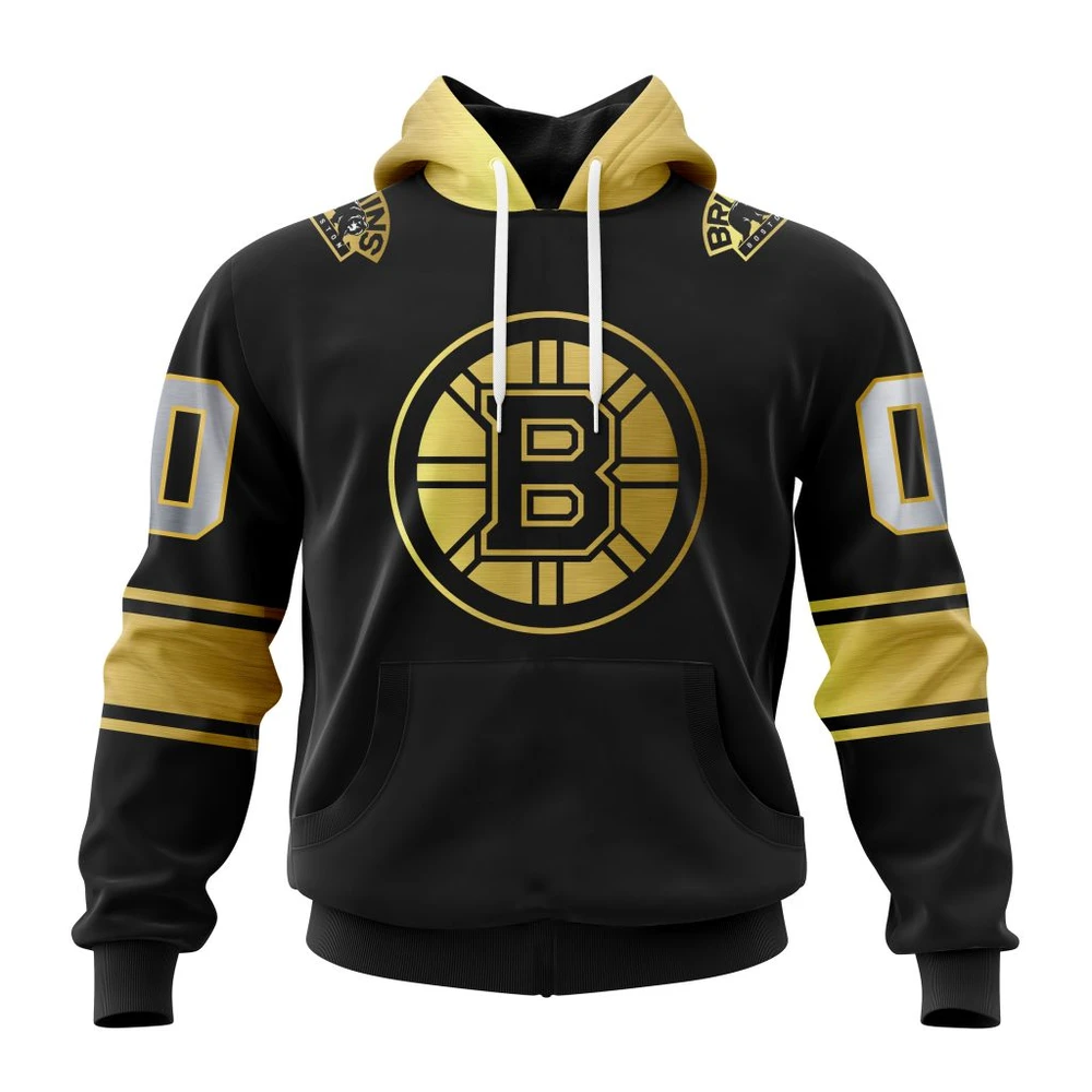 Hoodie NHL Boston Bruins Special Black And Gold Design St2401 QTNHL080524A784HD