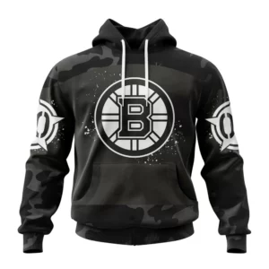 Hoodie NHL Boston Bruins Special Black Camo Design For Veterans Day St2304 QTNHL080524A1622HD