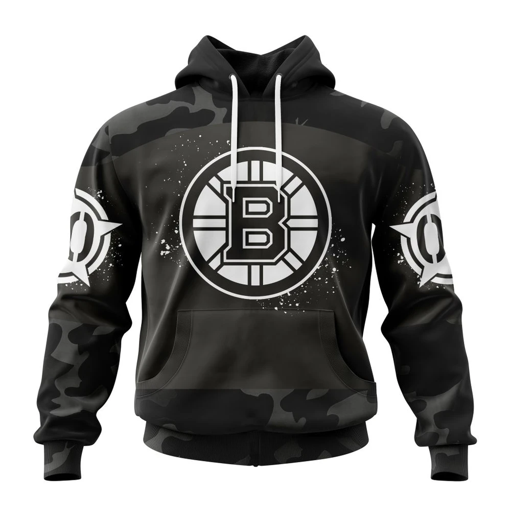 Hoodie NHL Boston Bruins Special Black Camo Design For Veterans Day St2304 QTNHL080524A1622HD