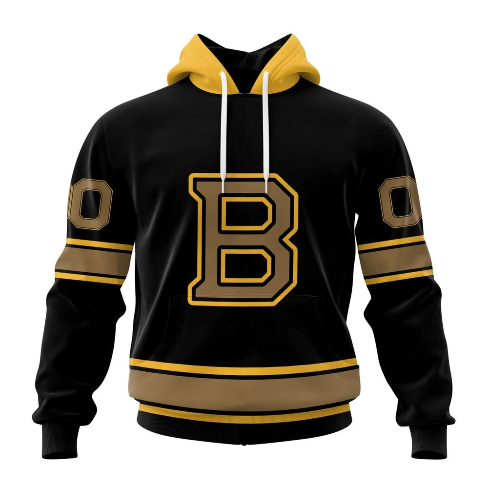 Hoodie NHL Boston Bruins Special Blackout Design St2401 QTNHL080524A612HD