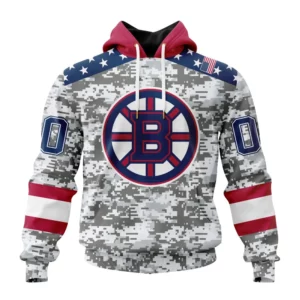 Hoodie NHL Boston Bruins Special Camo Design For Veterans Day St2301 QTNHL080524A1814HD