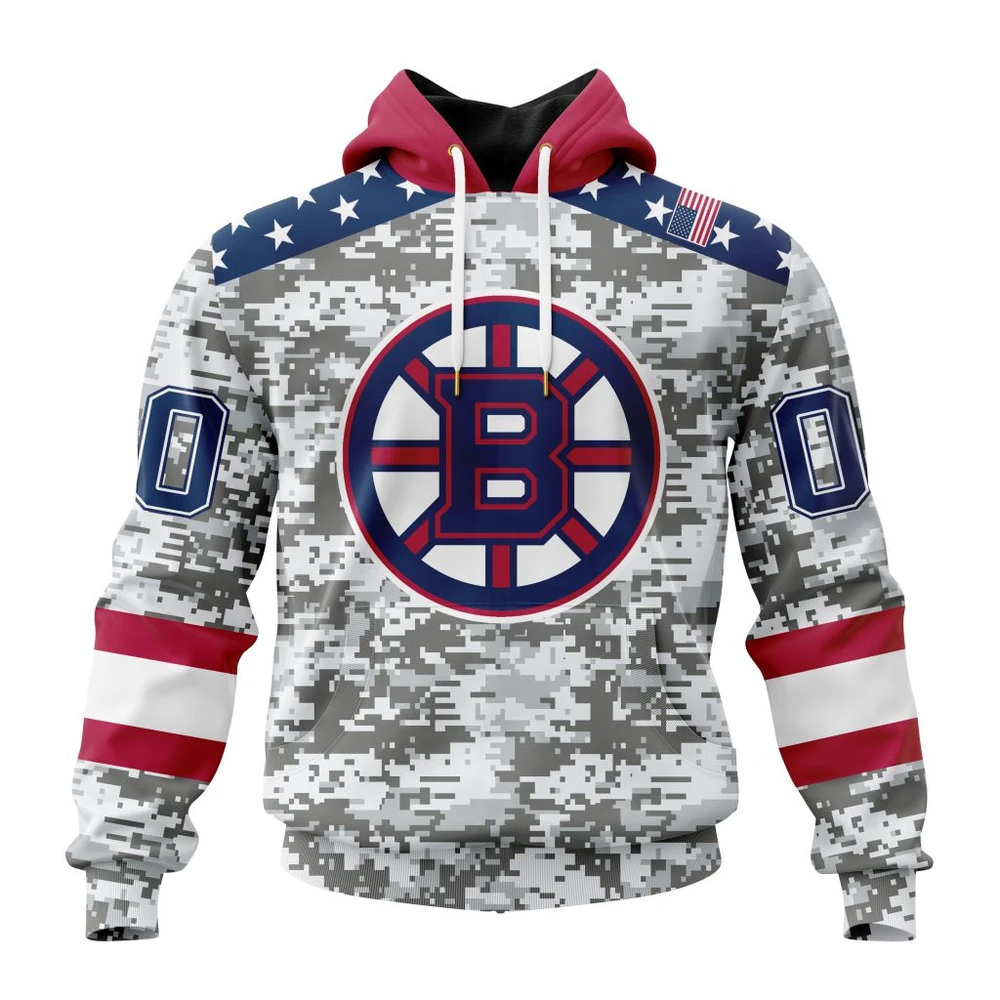 Hoodie NHL Boston Bruins Special Camo Design For Veterans Day St2301 QTNHL080524A1814HD