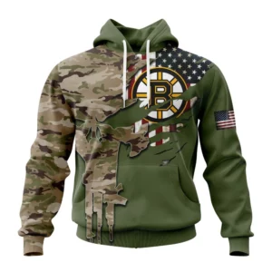 Hoodie NHL Boston Bruins Special Camo Skull Design St2303 QTNHL080524A1726HD
