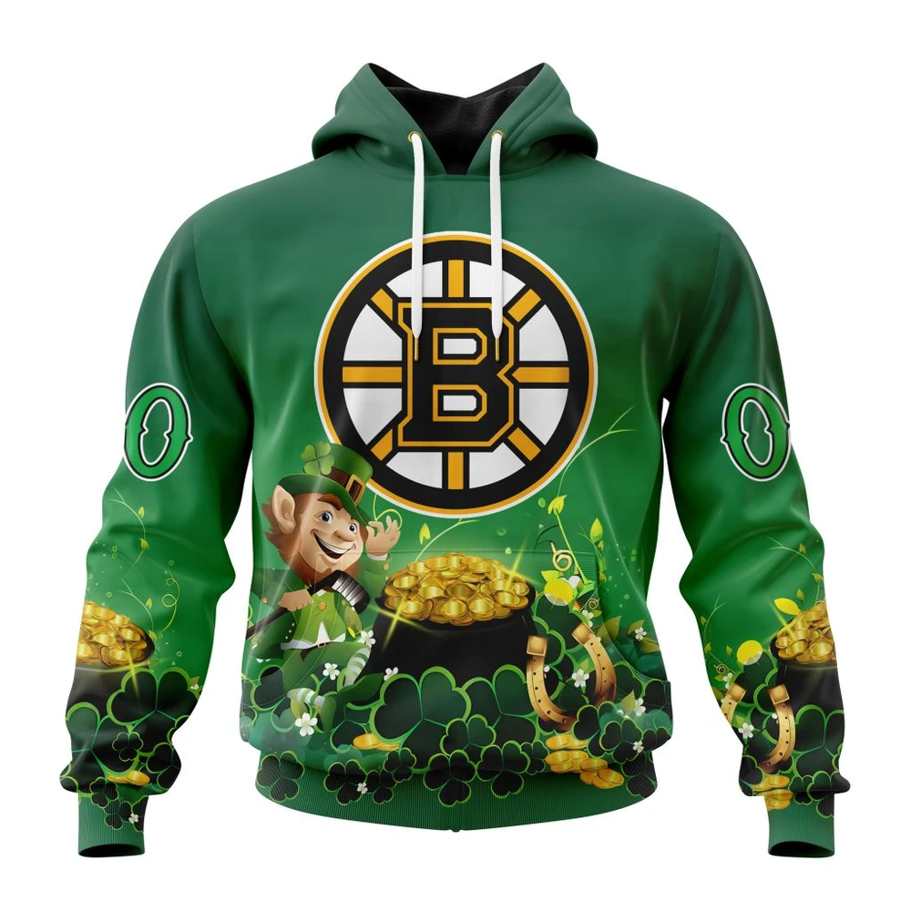 Hoodie NHL Boston Bruins Special Design For St. Patrick's Day St2403 QTNHL080524A914HD