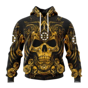 Hoodie NHL Boston Bruins Special Design With Skull Art St2203 QTNHL080524A73HD