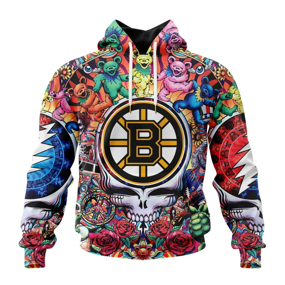 Hoodie NHL Boston Bruins Special Grateful Dead Design St2304 QTNHL080524A64HD