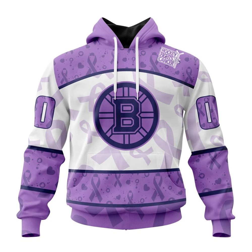 Hoodie NHL Boston Bruins Special Lavender Fight Cancer St2201 QTNHL080524A138HD