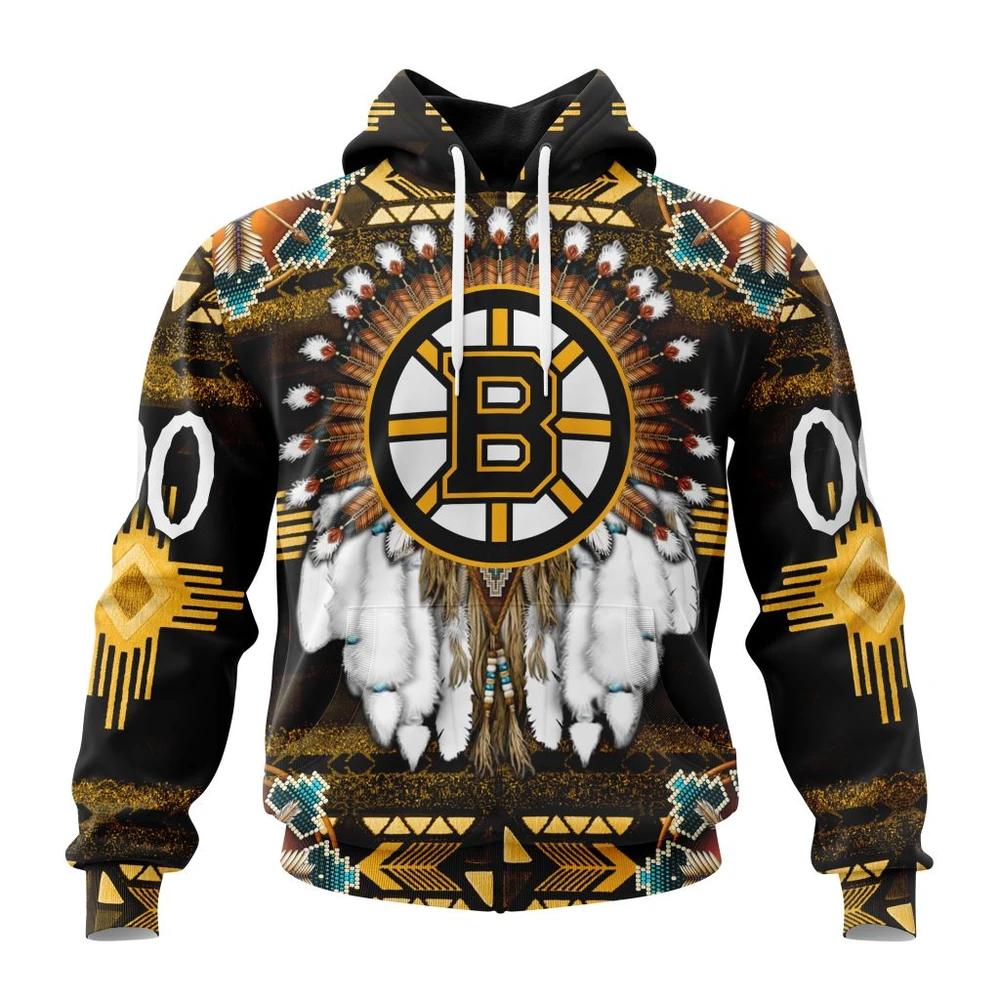 Hoodie NHL Boston Bruins Special Native Costume Design St2202 QTNHL080524A72HD