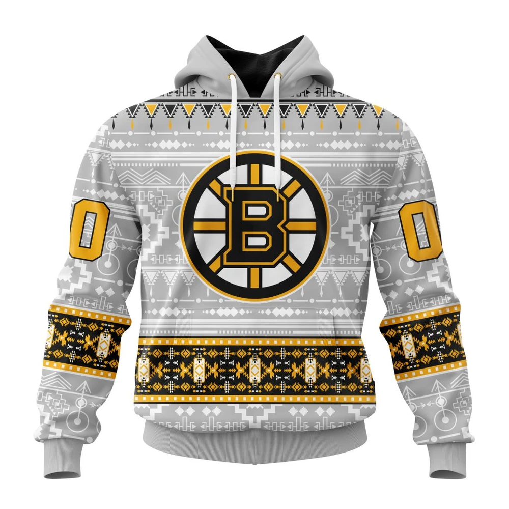 Hoodie NHL Boston Bruins Special Native Design St2302 QTNHL080524A2070HD
