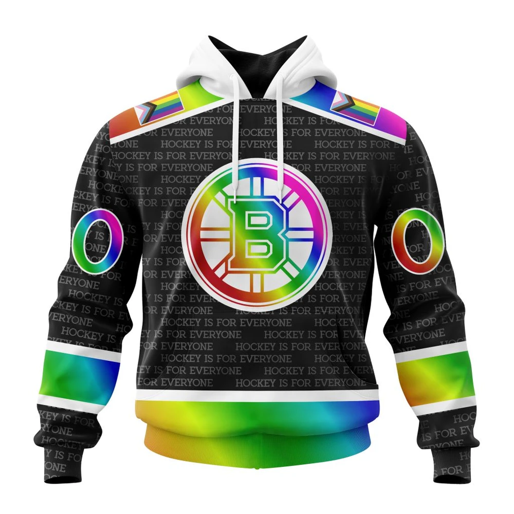 Hoodie NHL Boston Bruins Special Pride Design Hockey Is For Everyone QTNHL080524A2723HD