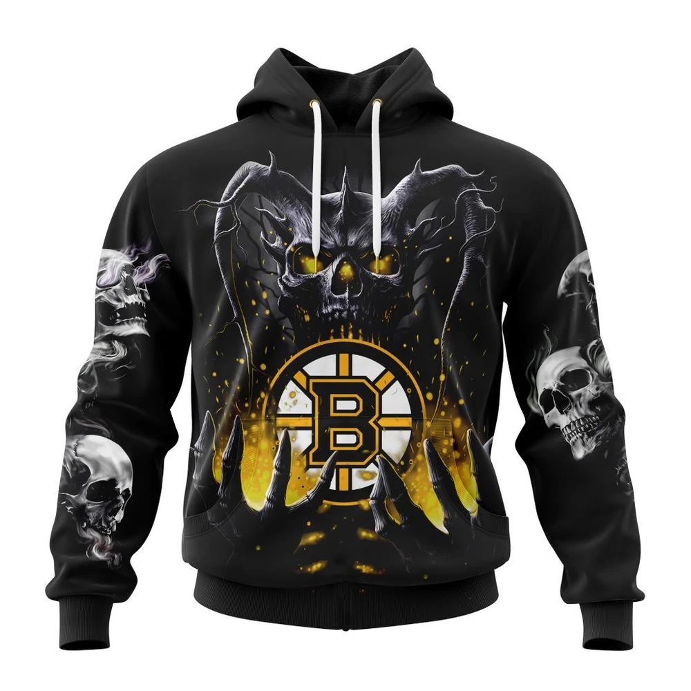 Hoodie NHL Boston Bruins Special Skull Art Design St2301 QTNHL080524A1228HD