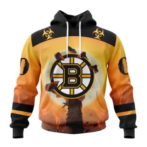 Hoodie NHL Boston Bruins Special Zombie Design For Halloween St2305 QTNHL080524A1951HD