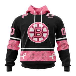 Hoodie NHL Boston Bruins Specialized Design In Classic Style With Paisley! In October We Wear Pink Breast Cancer QTNHL080524A3603HD