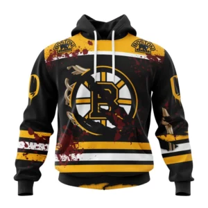 Hoodie NHL Boston Bruins Specialized Design Jersey With Your Ribs For Halloween QTNHL080524A156HD