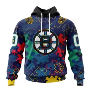 Hoodie NHL Boston Bruins Specialized Fearless Aganst Autism QTNHL080524A2640HD