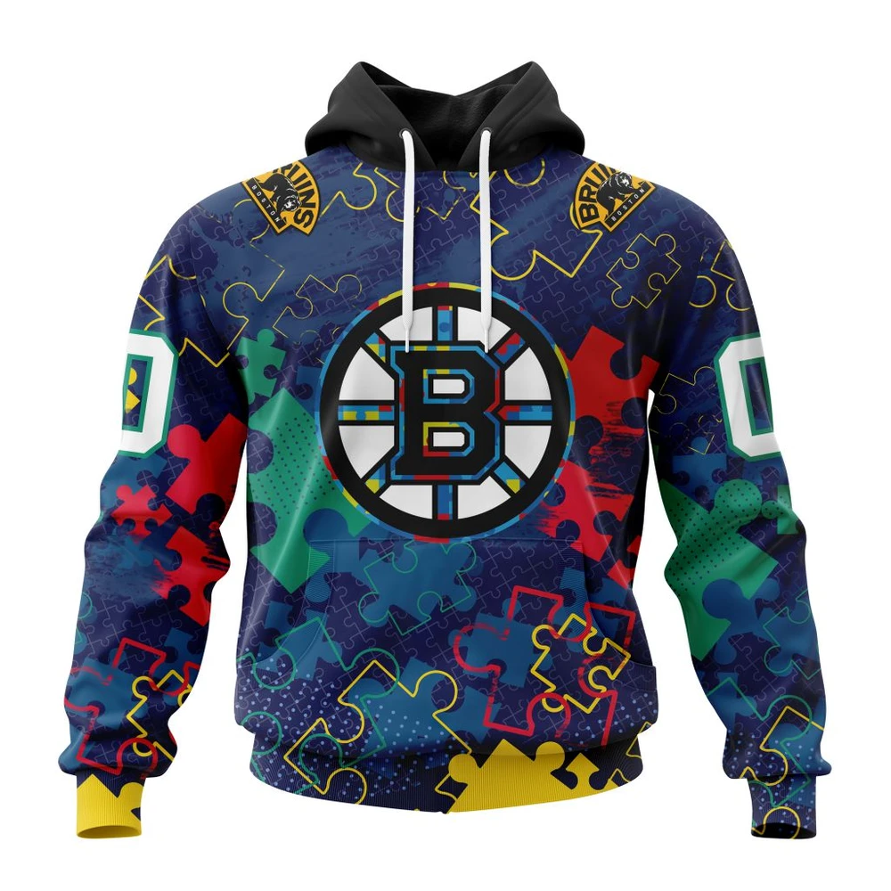 Hoodie NHL Boston Bruins Specialized Fearless Aganst Autism QTNHL080524A2640HD